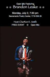 SPC features Brandon Leake || Monday, July 2, 7:30 pm || SPC, 1719 25th St
